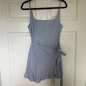 Princess Polly Light Blue Wrap Mini Dress